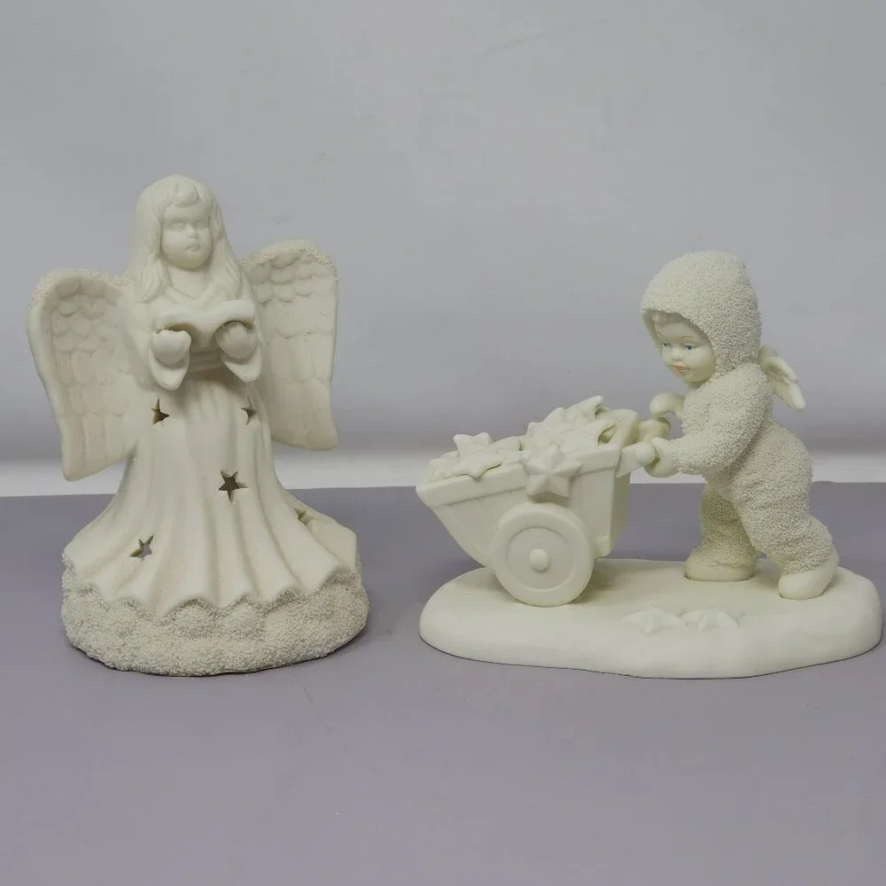 Angel & Child Figurine Jade Angel Candle Holder Dept 56 Child With Wheelbarrow‎